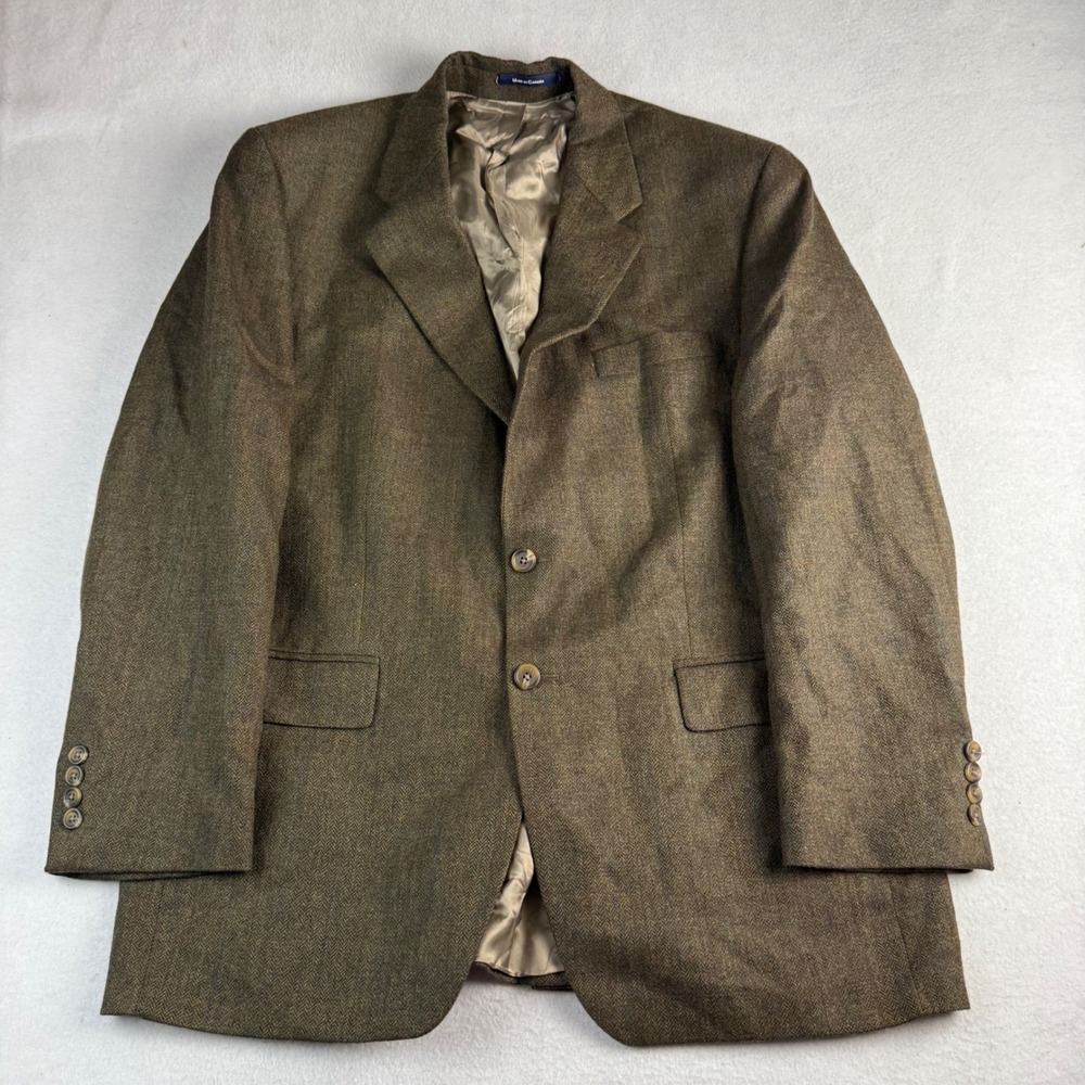 Chaps Ralph Lauren Mens Brown Herringbone Lambswool Blazer Sport Coat Canada